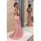 Long Pink Mermaid Floor Length Bridesmaid Dresses 902065