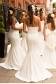 Long White Mermaid One Shoulder Floor Length Bridesmaid Dresses 902069