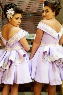 Short Lavender Off the Shoulder Bridesmaid Dresses 902073