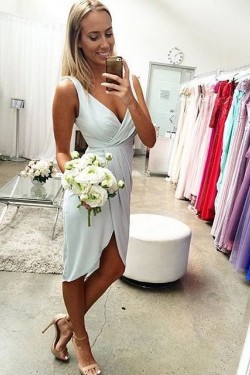 Short Chiffon V Neck Bridesmaid Dresses 902078