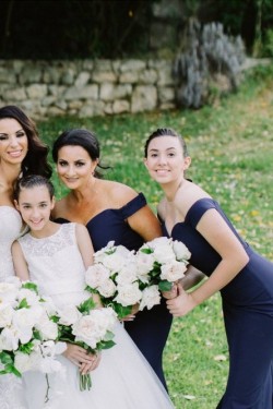 Long Navy Blue Mermaid Off the Shoulder Bridesmaid Dresses 902079