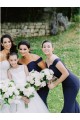 Long Navy Blue Mermaid Off the Shoulder Bridesmaid Dresses 902079