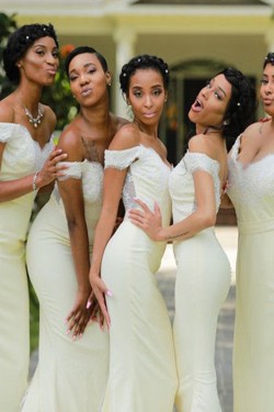 Mermaid Off the Shoulder Lace Long Bridesmaid Dresses 902081