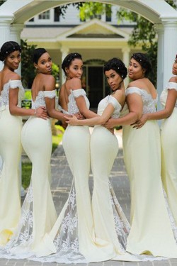 Mermaid Off the Shoulder Lace Long Bridesmaid Dresses 902081