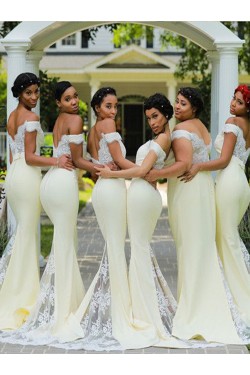 Mermaid Off the Shoulder Lace Long Bridesmaid Dresses 902081