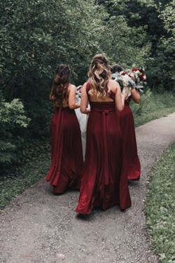 Long Red Floor Length Bridesmaid Dresses 902083
