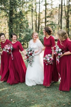 A-Line Lace and Tulle Long Bridesmaid Dresses 902084