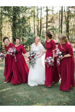 A-Line Lace and Tulle Long Bridesmaid Dresses 902084