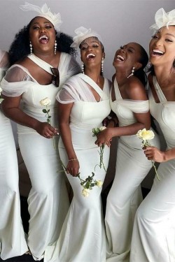 Modest Long Mermaid Floor Length Bridesmaid Dresses 902085