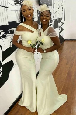 Modest Long Mermaid Floor Length Bridesmaid Dresses 902085