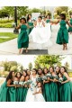Long Green High Low Satin Bridesmaid Dresses 902086