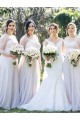 Long White Lace and Chiffon Bridesmaid Dresses with Long Sleeves 902087
