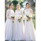 Long White Lace and Chiffon Bridesmaid Dresses with Long Sleeves 902087