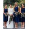Short Navy Blue Knee Length Bridesmaid Dresses 902090