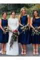 Short Navy Blue Knee Length Bridesmaid Dresses 902090