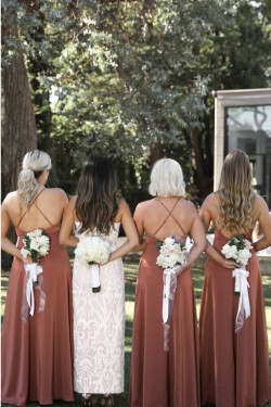 Simple Spaghetti Straps Long Bridesmaid Dresses 902091