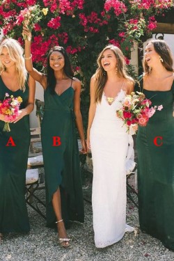 Long Dark Green Floor Length Chiffon Bridesmaid Dresses 902098