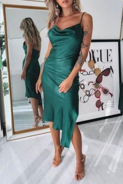 Short Spaghetti Straps Dark Green Bridesmaid Dresses 902100