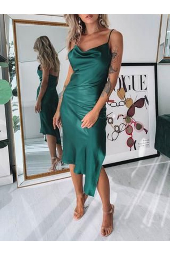 Short Spaghetti Straps Dark Green Bridesmaid Dresses 902100