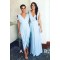 Long Blue Chiffon V Neck Bridesmaid Dresses 902102
