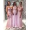 Long Pink Floor Length Bridesmaid Dresses 902103