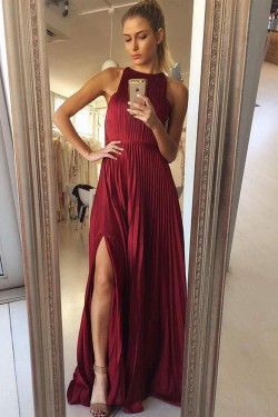 Long Burgndy Floor Length Bridesmaid Dresses 902106