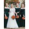 Long Dark Green Lace Floor Length Bridesmaid Dresses 902108