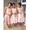 Short Knee Length Pink Lace Bridesmaid Dresses 902113