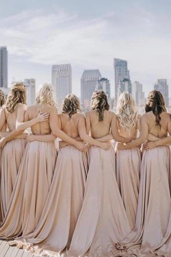 A-Line Spaghetti Straps Long Bridesmaid Dresses 902114