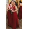 Long Red V Neck Floor Length Bridesmaid Dresses 902115