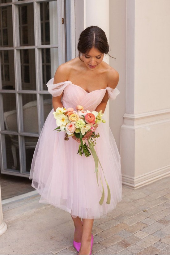 Short Pink Tulle Off the Shoulder Bridesmaid Dresses 902116 Short Pink Tulle Off the Shoulder Bridesmaid Dresses 902116