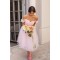 Short Pink Tulle Off the Shoulder Bridesmaid Dresses 902116