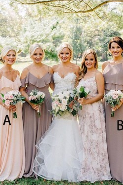 Long Chiffon Floor Length Spaghetti Straps Bridesmaid Dresses 902118