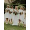 High Low Short White Lace Bridesmaid Dresses with Short Sleeves 902124