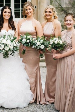 Long Mermaid Halter Floor Length Bridesmaid Dresses 902127