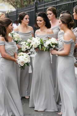 A-Line Long Chiffon Off the Shoulder Floor Length Bridesmaid Dresses 902128