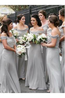 A-Line Long Chiffon Off the Shoulder Floor Length Bridesmaid Dresses 902128