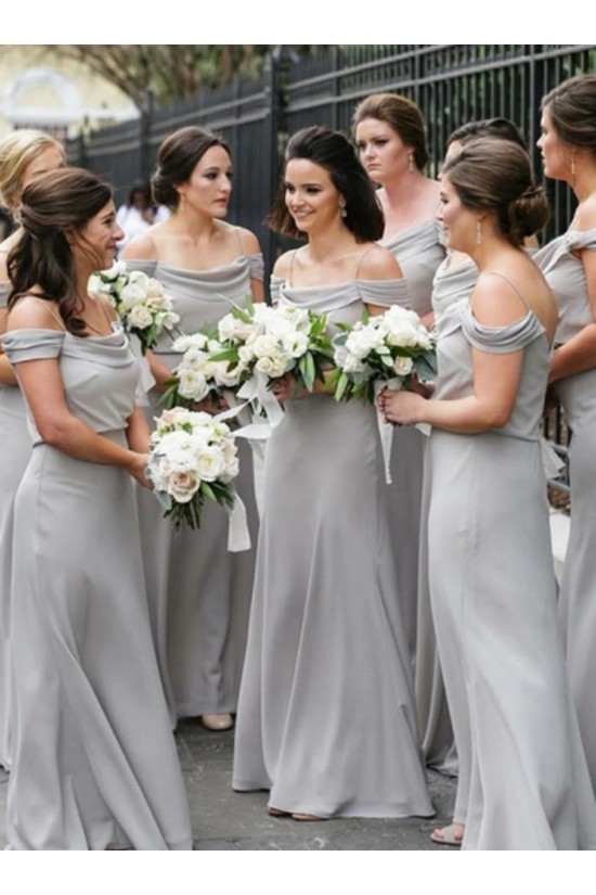 A-Line Long Chiffon Off the Shoulder Floor Length Bridesmaid Dresses 902128