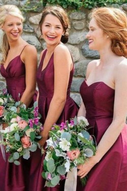 Long Grape Purple Floor Length Bridesmaid Dresses 902132