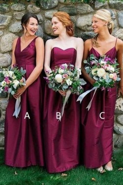 Long Grape Purple Floor Length Bridesmaid Dresses 902132