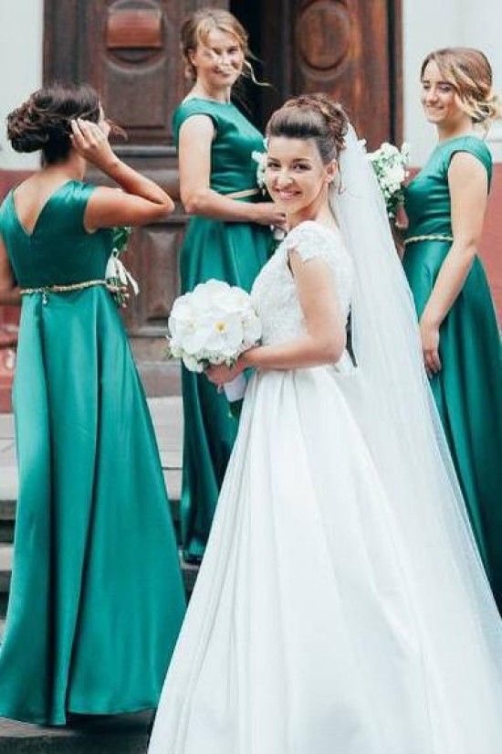 A-Line Long Green Floor Length Bridesmaid Dresses 902134 A-Line Long Green Floor Length Bridesmaid Dresses 902134