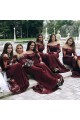 Modest Long Mermaid Lace Floor Length Bridesmaid Dresses with Long Sleeves 902137