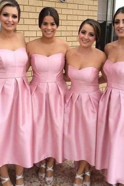 Short Pink High Low Bridesmaid Dresses 902141