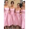 Short Pink High Low Bridesmaid Dresses 902141