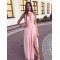 Long Pink Chiffon Floor Length Bridesmaid Dresses 902143