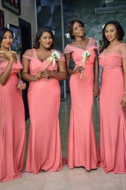 Affordable Long Off the Shoulder Bridesmaid Dresses 902145