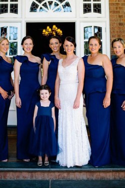 Long Royal Blue One Shoulder Bridesmaid Dresses 902147