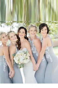 Modest Mermaid Lace and Chiffon Long Bridesmaid Dresses 902149