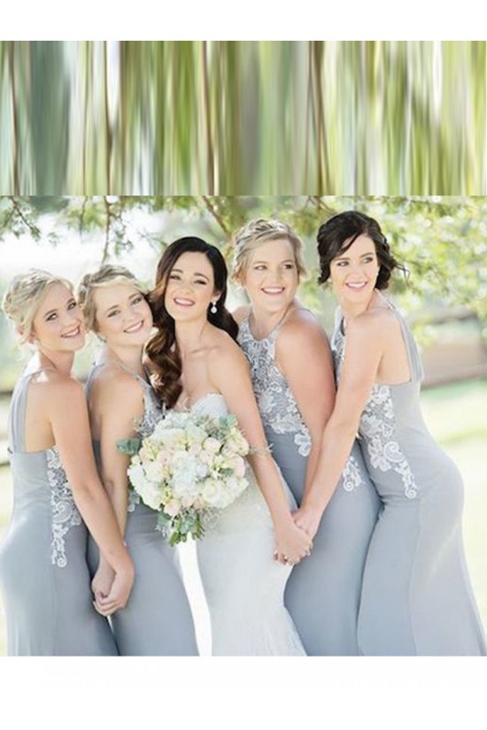 Modest Mermaid Lace and Chiffon Long Bridesmaid Dresses 902149