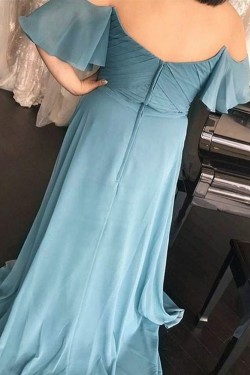 A-Line Strapless Long Chiffon Floor Length Bridesmaid Dresses 902155